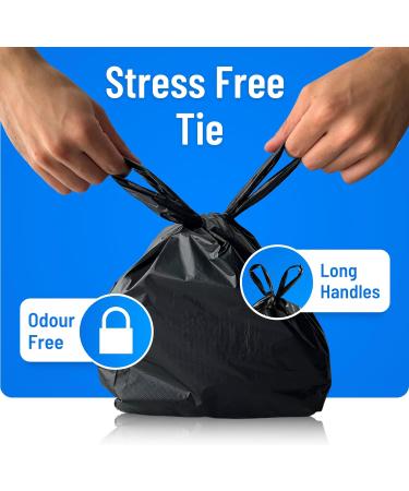 PWgoods Dog Poo Bags | 200 Pack | 33% Thicker & 25% Larger Dog Poop Bags with Tie Handles | 100% Leak Proof | Odor Free Pet Waste Disposal Bags | Discreet Opaque Black | Large Poo Bags Dogs - Buy Online on SooperMarket.com