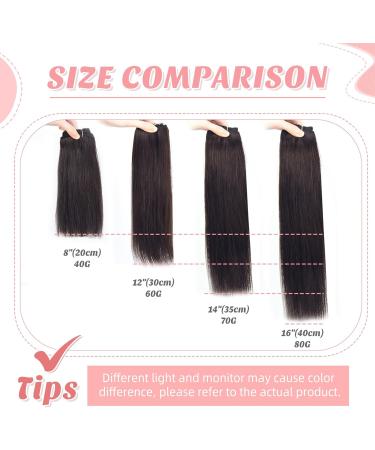 Vlasy Clip in Hair Extensions 14 70g Chocolate Brown Human Hair Seamless 7 Pieces Thick Weft Extensions for Women - Buy Online on SooperMarket.com