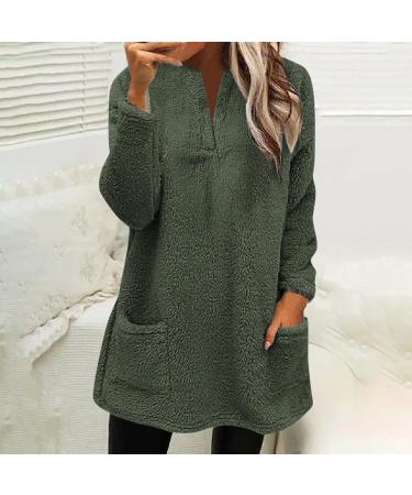 AMhomely Women's Plus Size Teddy Fleece Hoodie with Pocket - Army Green 3XL - Buy Online on SooperMarket.com