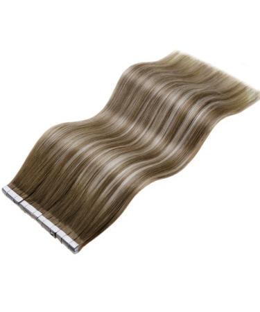 LAAVOO Light Brown Balayage Tape-in Hair Extensions - 35cm Real Hair #8/60/8 - 20PCS Invisible Tape | Premium Quality & Soft Texture - Buy Online on SooperMarket.com