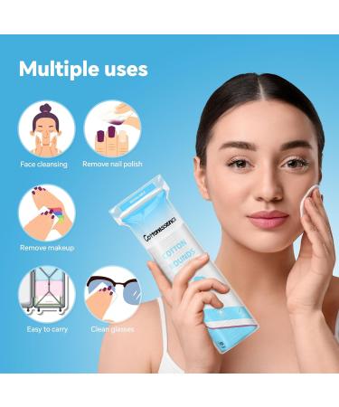 Cotton Rounds for Facial Cleansing & Nail Polish Remover | 100% Pure Hypoallergenic Makeup Pads | Lint-Free & Multi-Layer Design (100 Count - Buy Online on SooperMarket.com