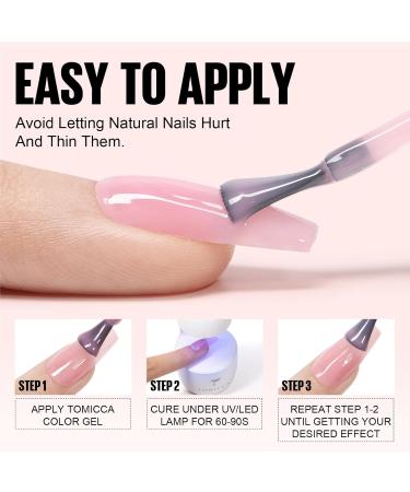 TOMICCA 4PCS Jelly Nude Pink White Gel Nail Polish Set - Sheer Clear Crystal Translucent French Manicure DIY Home Kit 8ML - Buy Online on SooperMarket.com