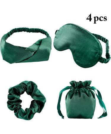 Faux Silk Eye Shade & Hair Scrunchy Set | Breathable Sleep Mask with Drawstring Pouch - Perfect for Travel & Relaxation - Buy Online on SooperMarket.com