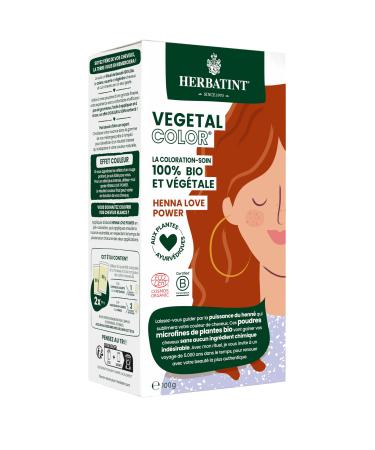 Herbatint Vegetal Color - vegetable coloring 100% natural and organic Henna Love Power - Pure Henna 100 g Henna Love - Henna PUR 133 G (1 Pack)