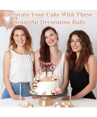 43 Piece Tortendeko Foam Balls Set - Rose Gold White & Gold Cupcake Toppers for Birthdays Weddings & Baby Showers - Buy Online on SooperMarket.com