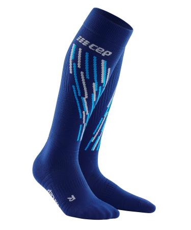 CEP - skiing women with compression ski socks thermo blue/azure blue size.III M with soft feeding compression stocking ski for warm feet at cold temperatures