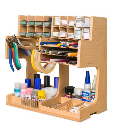 Bucasso Wooden Model Kit Tool Organizer Rack  Model Making Tool Storage Box with MDF Material  Wooden Paint Rack  Screwdriver/Brush/Tool Holder  Suitable for Tamiya Paints and Model Tools  GK1