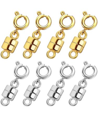 Qulltk Necklace Clasps and Closures 18K Gold and Silver Plated Bracelet Converter Clasp,Suitable for Necklaces Chain Extender 8Pcs(Gold & Silver)