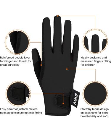 Amoy Kids Horse Riding Gloves - Breathable Anti-Slip Equestrian Mitts Black L (Age 10-12) - Buy Online on SooperMarket.com