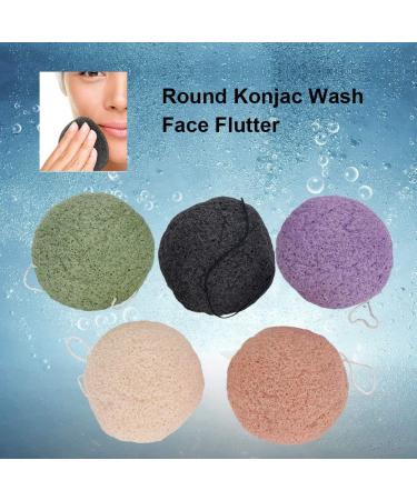 5 Colors Round Konjac Wash Face Flutter Natural Facial Care Cleansing Gently Facial Puff for Home Gift - Buy Online on SooperMarket.com