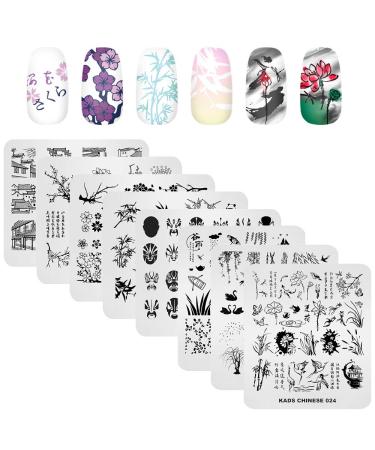 KAD Nail Stamping Plates 8pcs Templates Nail Art Plates set Chinese Style Series
