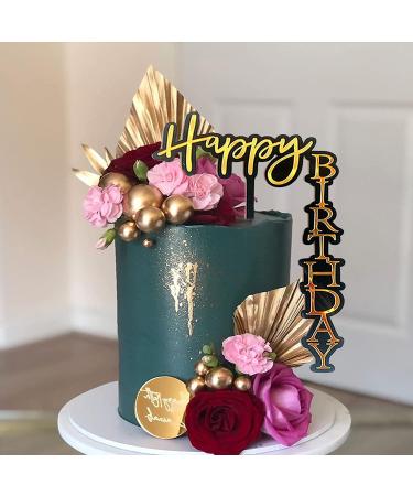 23-Piece Gold Palm Leaves Birthday Cake Topper Set for Party Decoration - Buy Online on SooperMarket.com