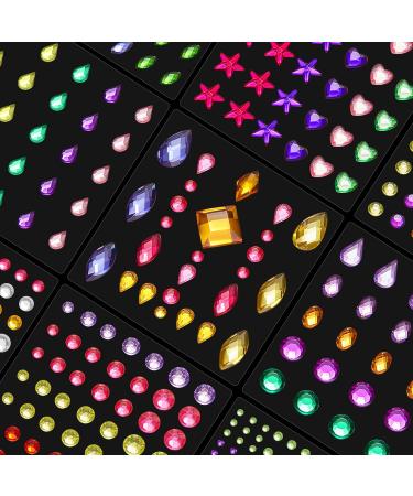 9 Sheets Self-Adhesive Eye Body Face Gems - Rhinestone Stickers for Festival Makeup & Nail Art | Rainbow Crystal Jewels - Buy Online on SooperMarket.com