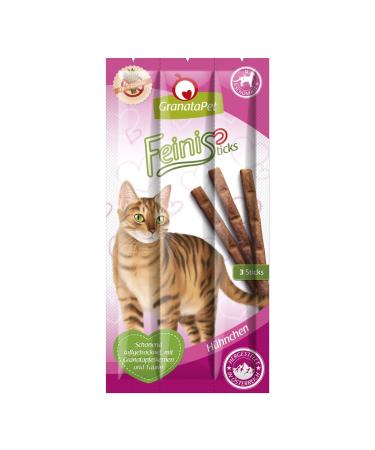 Granapet Feingisticks Chicken 24 x 15g tasty causnack for cats supplementary feed cat treats without grain & sugar additives reward for playful velvet paws chicken 360 g (1 Pack)