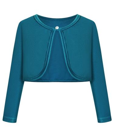 BONNY BILLY Girls Cardigan Long Sleeve Knitted Cotton Bolero Shrug Kids Clothing 5-6 Years Dark Green