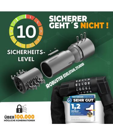 Mivelo High-Safety Bicycle Chain Lock - 100cm Long 8mm Hardened Steel Ideal for E-Bike MTB & Racing Bike - Secure Your Ride! - Buy Online on SooperMarket.com