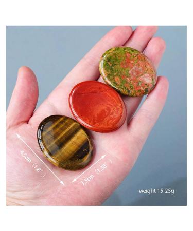 Thumb Worry Stone for Anxiety Natural Crystals Pink Crystal Amethyst Tiger Eye for Stress Relief Meditation(Unakite) - Buy Online on SooperMarket.com