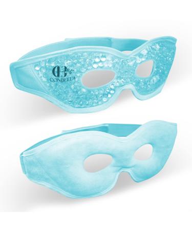 CONBELLA Gel Eye Mask with Eye Holes- Hot Cold Compress Pack Eye Therapy | Cooling Eye Mask for Puffy Eyes Dry Eyes Headaches Migraines Sinus Dark Circles - Reusable Eye Face Mask (6 Blue)