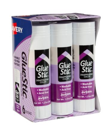Avery Glue Stick Disappearing Purple Color Washable Nontoxic 1.27 oz. Permanent Glue Stic 6pk (98071) 6 pack
