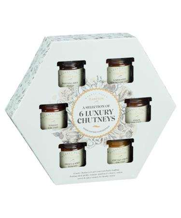 Exquisite Hampton Food Collection - Assortment of Novelty Chutneys Preserves Crackers - Ideal For Foodie Parties (6 Luxury Chutney)
