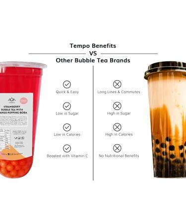 Bubble Tea Kit - Mango & Strawberry with Apple & Strawberry Popping Boba | Serves 6 | Low Calorie & Low Sugar Fruit Tea Concentrate - Buy Online on SooperMarket.com