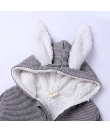 Kids Tales Newborn Baby Winter Rabbit Ear Hooded Zipper Romper 0-3 Months Grey - Buy Online on SooperMarket.com