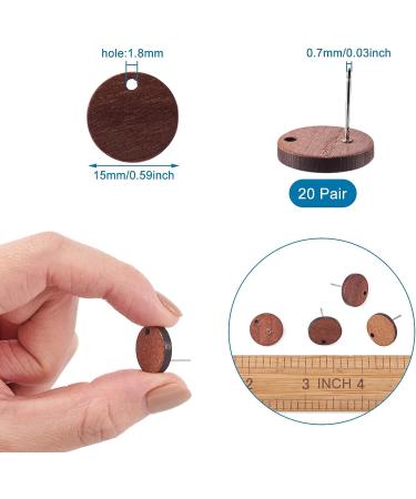 Pandahall 20 Pairs Walnut Wood Flat Round Earring Findings, Coconut Brown Dangle Stud Pendants - DIY Wooden Earrings Making - Buy Online on SooperMarket.com