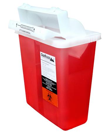Oakridge 5 Quart Sharps Container (2 Pack) | Mailbox-Style Lid | CDC Certified