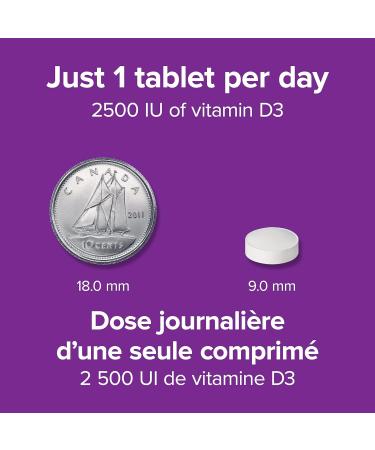 Webber Naturals Vitamin D3 2500 IU Extra Strength 180 Tablets For Healthy Bones Teeth and Helps Prevent Vitamin D Deficiency - Buy Online on SooperMarket.com