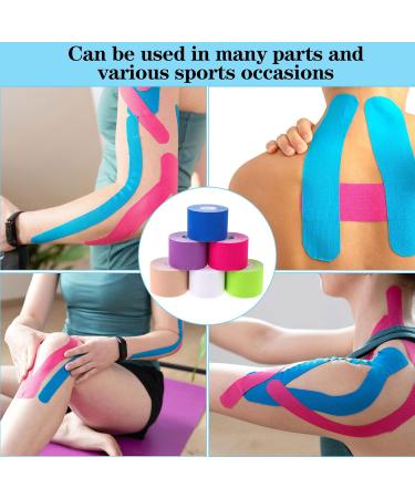 craftshou 6 Rolls Kinesiology Tape Waterproof Athletic Tape Breathable Elastic Sports Physio Tape for Muscle Elbow Knee Shoulder Ankle Pain Relief White - Buy Online on SooperMarket.com