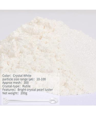 Crystal White Mica Powder 200g/7.05oz - Pigment for Epoxy Resin, Lip Gloss, Paint, Soap Making - Nail Polish, Candle, Bath Bombs - Large Jar - Buy Online on SooperMarket.com