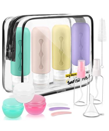 Pamiyo silicone travel bottles 90ml set 4 pieces of leak -proof travel container and portable travel toilet article set refillable liquid container (yellow)