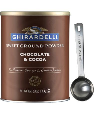 Ghirardelli - Sweet Ground Chocolate & Cocoa Gourmet Powder 3 lbs with Ghirardelli Stamped Barista Spoon