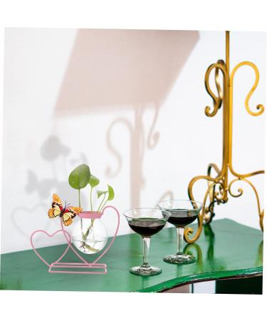 Zerodeko Wrought Iron Hydroponic Flower Pot Plein Air Frames Freesia Greenery Wall Vases for Flowers Green Plant Pot Cactus Plant Terrarium Glass Desktop Office Decorations Pink Pink 20.5X8CM - Buy Online on SooperMarket.com