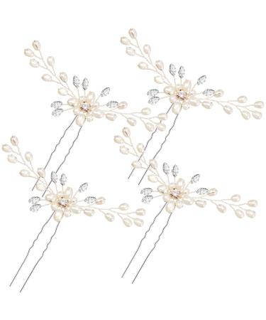 4 Pieces Pearl Hair Pins Bridal Hair Pins Wedding Pearl Rhinestones Headpiece Bride Hair Accessories for Women  Bride  Bridesmaid