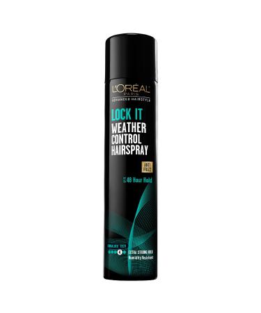 L'Oreal Paris Advanced Hairstyle Lock It Weather Control Hairspray Anti-Frizz Extra Strong Hold 8.25 OZ (234 g) Each Pack of 3 Unscented 8.25 Ounce (Pack of 3)