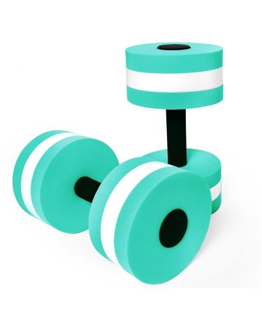 Timoo Aquatic Dumbells Set of 2 Water Dumbells Pool Resistance Water Weight Water Aerobics High-Density EVA-Foam Pool Fitness Cyan