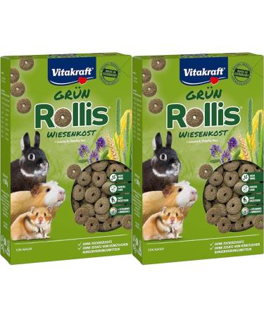 Vitast force green roller crispy rings supplementary feed for rodents with lucerne and meadow lieschgrass support digestion and tooth abrasion (1x 500g) (pack with 2) 500 g (2 pack)