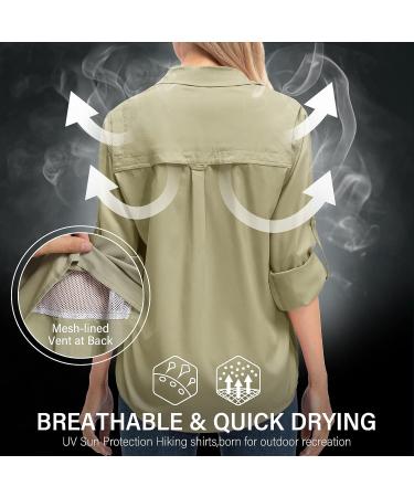 Women's Quick Dry Sun UV Protection Safari Shirt for Hiking Fishing X-Large Khaki - Buy Online on SooperMarket.com