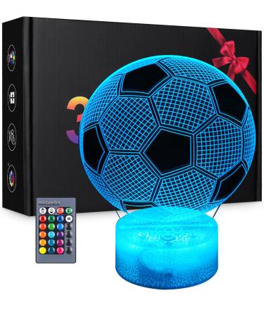 Football gifts young children girls 3d football night light for children optical deception lamp with remote control 16 colors gifts for sports football fans energy class G