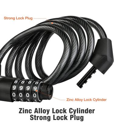 ValueMax 4FT Cable Bike Lock with Secure Mount Bracket | 4 Digit Resettable Combination for Bicycle/Scooter/Glass Door - Buy Online on SooperMarket.com