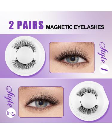 Magnetic Eyelashes 2 Pairs Reusable Magnetic Lashes with Applicator No Glue Magnetic Eye lashes Natural Look without Eyeliner Magnetic Lashes Kit(magnetic lashes-K8+604) CX-K8+604 - Buy Online on SooperMarket.com