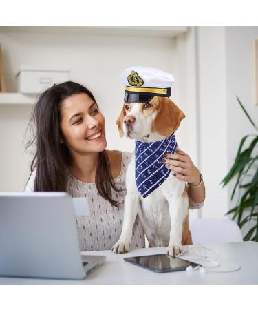 Yewong Pet Captain Sailors Costume Set Dog Cat Sea Captain Hat with Pet Anchor Triangle Bibs Scarf for Cat Puppy Navy Halloween Cosplay Costume Accessories Photo Props (White-B) - Buy Online on SooperMarket.com