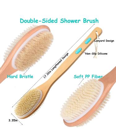 Spclsim Bath Brush Set - Body Exfoliating & Cleaning Scrubber with Long Wooden Handle - Buy Online on SooperMarket.com