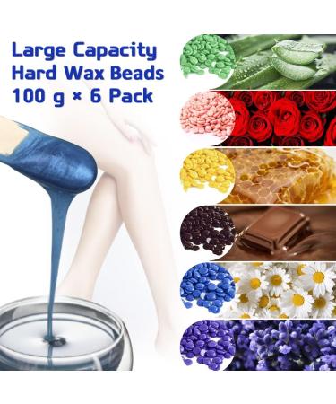 Wax Heater Waxing Kit - Professional Hair Removal Set with Warmer, 6 Hot Wax Beans, 10 Wax Spatulas - 600g Pack - Buy Online on SooperMarket.com