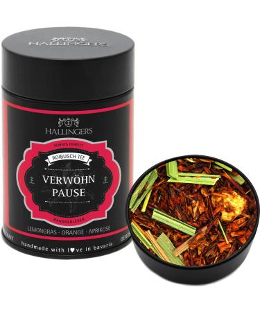 Hallinger's pampering break - Loser Roibusch -Tee/Rooibos with lemongras orange & apricot (can) - Mother's Day gift & gift ideas for Father's Day |General New Year's Eve congratulations Roibuschtee Lemongrass Orange and more 250 ml (1 Pack)