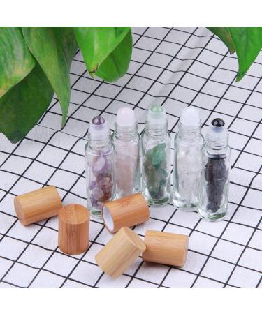 Constore Gemstone Roller Bottles - 5 PCS 10ML Refillable Roll On Bottles with Healing Crystal Chips - Ideal for Perfumes and Aromatherapy Oils - Buy Online on SooperMarket.com