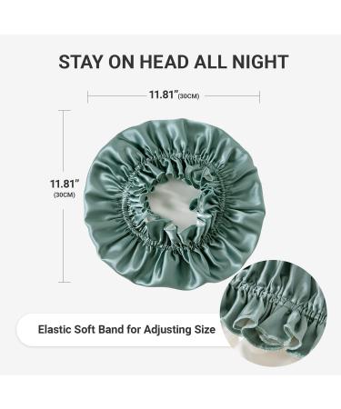 ZIMASILK 100% Mulberry Silk Bonnet for Women Hair Care - Double Layered Silk Hair Wrap for Sleeping - Elastic Stay On Head - Greyish Green/Ivory - One Size (Lightblue) - Buy Online on SooperMarket.com