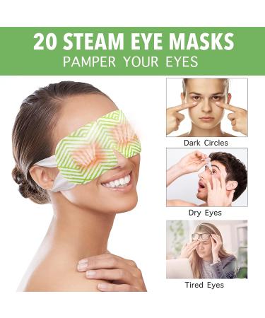 20 Pack MEDLOT Steam Eye Mask for Dry, Puffy Eyes | Dark Circles & Stye Relief | Disposable Warm Compress with Ear Straps | Unscented Spa Mask for Sleep | Mother's Day Gift - Buy Online on SooperMarket.com