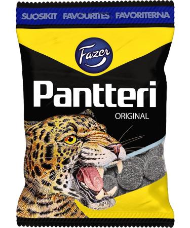 Fazer Pantteri ('Panther') Original Finnish Salmiak Liquorice Wine Gums Candy Bag 180g